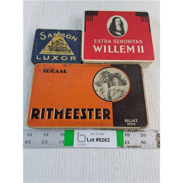 (3) Vintage Cigar/Cigarette Tins