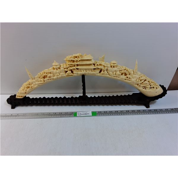 Hawaiian Whalebone Carving with Stand 29" x 10", Pickup Preferred