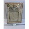 Image 1 : Framed Masonic 1893 Scroll- Grand Lodge of Scotland  16.5" x 12.25"