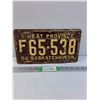 Image 1 : Vintage Saskatchewan "F" License Plate- 1954