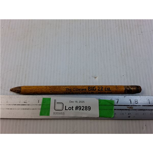 Vintage Gillespie Big 22 Men and Boys Shop Saskatoon Promo Pencil