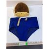 Image 1 : 1920s Men's Swim Trunks & Russian Leather Sheepskin Hat with Badge