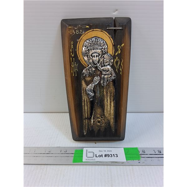 Mary & Baby Jesus Metal & Wood Wall Decor 8.25" x 4.5"