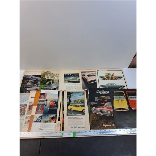 (40+) Vintage Car Magazine Clippings for Framing - 13" x 10"