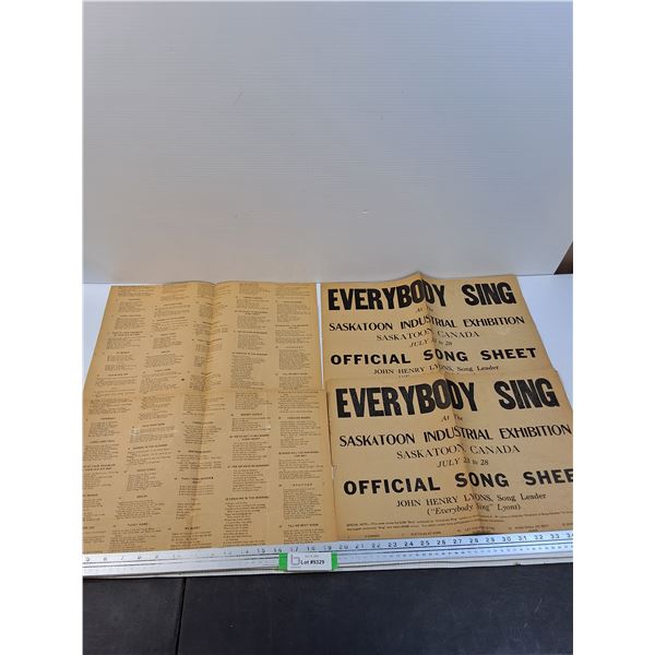 (4) Vintage Saskatoon Industrial Exhibition Official Song Sheets