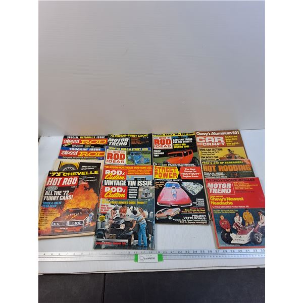 (13) Vintage Car Magazines: Street Rod, Rod & Custom, Motor Trend, Car Craft