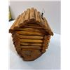 Image 6 : Custom Made Wooden Detailed Log Cabin w/Interior/Bird House - 10" x 12" x 9"