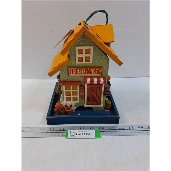 Wooden "Fire Station" Bird Feeder - 7.5" x 7.5" x 10"