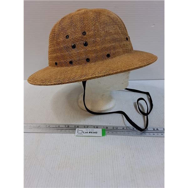 Wicker Pith Helmet Safari Style Hat - Approx Size Large - Adjustable