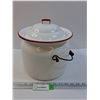 Image 1 : Vintage Red & White Enamel Potato Pot w/Lid - 9" x 9"