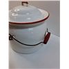 Image 2 : Vintage Red & White Enamel Potato Pot w/Lid - 9" x 9"