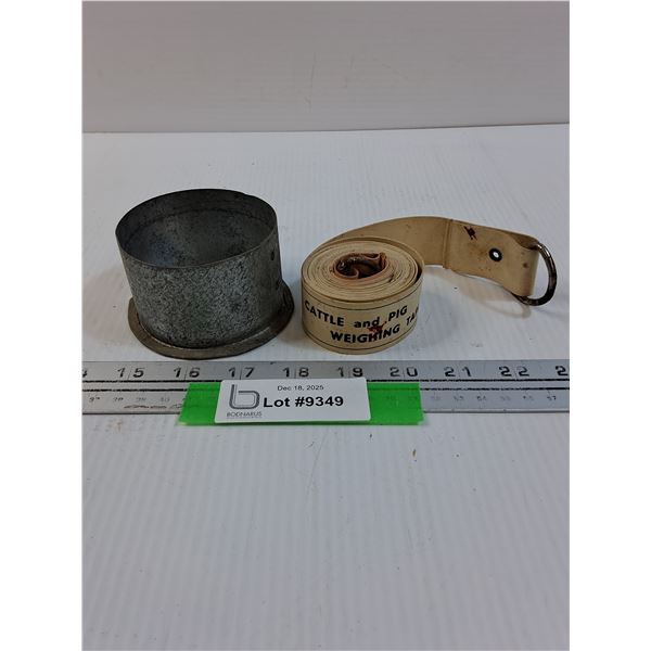 Vintage Cattle & Pig Weighting Tape 2/ Metal Case (No Lid)