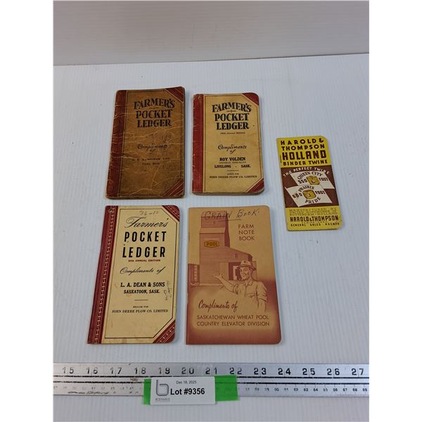 (5) Vintage Farmers Pocket Ledgers