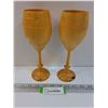Image 1 : (2) Wooden Maple Goblets - 9" Tall