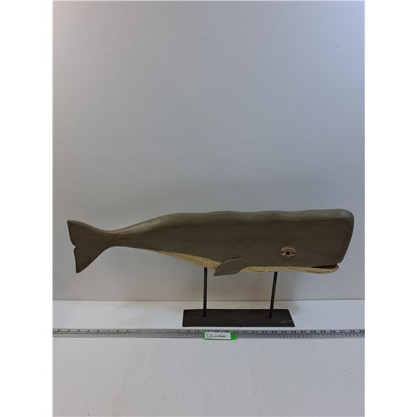 Sperm Whale Carving Decor on Stand - 27" x 12"