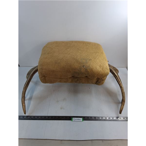 Custom Made Moose Antler Stool w/Burlap Seat Cushion - 31x21x14" - Pickup Only