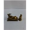 Image 5 : (2) Vintage Brass Ornaments (Bull & Flutist)