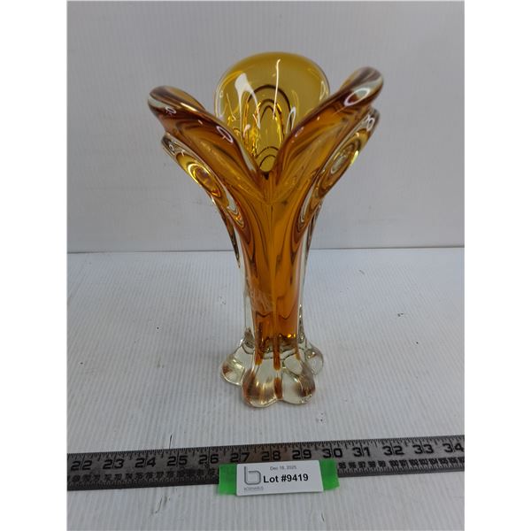 Vintage Carnival Art Glass Vase - 11" High