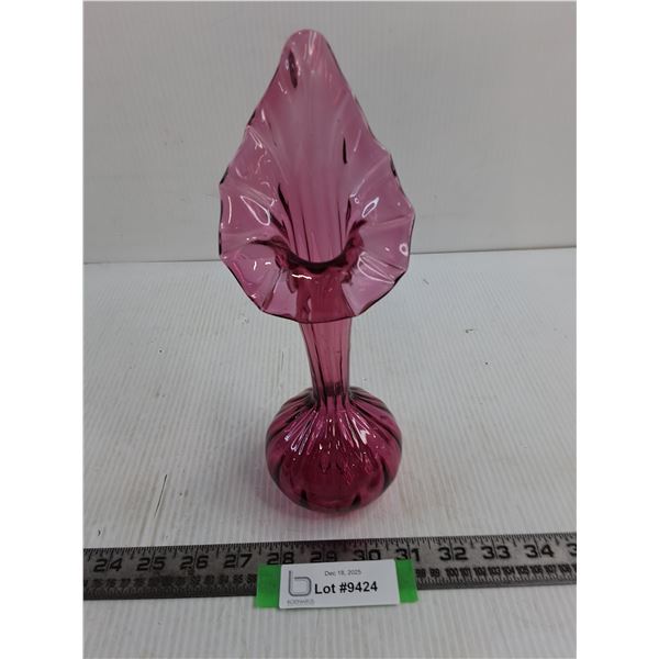 Heritage "Cranberry Collection" Pink Art Glass Vase - 10.5" High