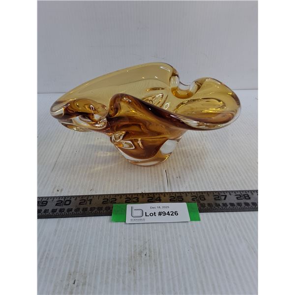 Vintage Orange Art Glass Centerpiece - 9.5" Length