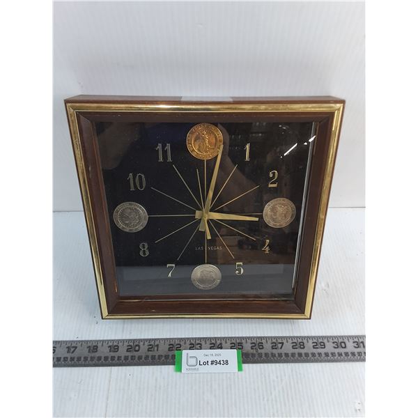 Wood-Framed Las Vegas "Coins" Wall Clock - 10" x 10"