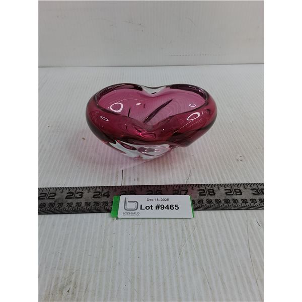 Pink Art Glass Candy Dish
