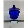 Image 1 : Vintage Blue Art Glass Cookie Jar