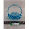 Image 1 : Light Blue 'Ruffled Art Glass' Trinket Basket