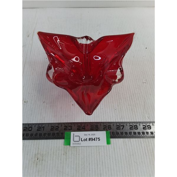 Red Art Glass Centerpiece Bowl