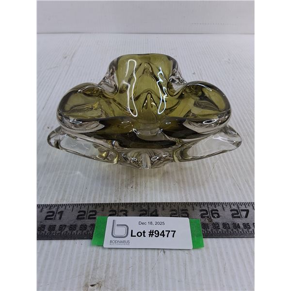 Green Art Glass Candy Dish