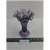 Image 1 : Purple Ruffled Art Glass Vase - 7.5" High