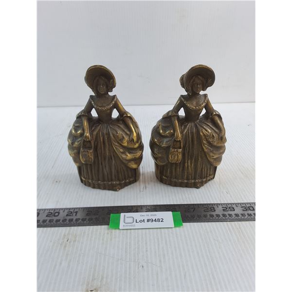 Pair of Vintage Metal "Colonial Lady" Book Ends
