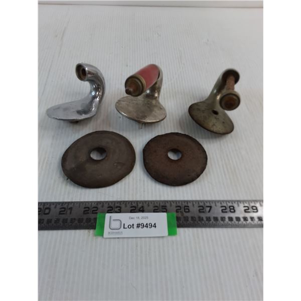 (3) Vintage Partial Curling Rock Handles & 2 Gaskets