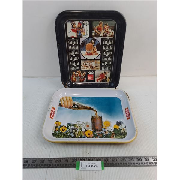 (2) Coca-Cola Metal Serving Trays - 10.5" x 13"