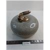 Image 1 : Granite Curling Stone - Split Wooden Handle - 10.5" Diameter - Pickup Only