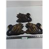 Image 1 : Set of 3 Vintage 'Black Swan' Chalkware Decor
