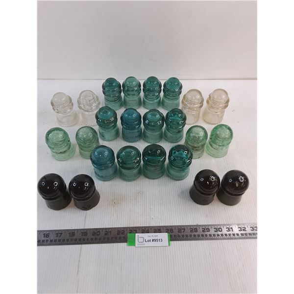 (24) Vintage/Antique Glass Dominion/Hemingray Insulators
