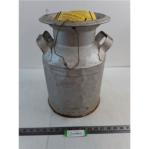 Vintage Metal Cream Can - 15" High x 10" Diameter - Pickup Preferred