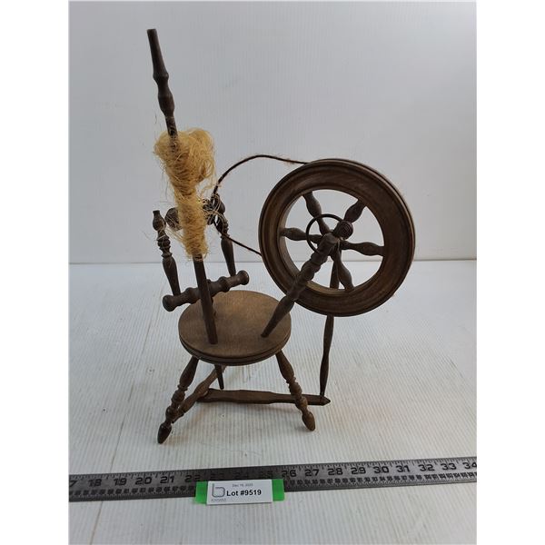 Vintage Wooden Replica Textiles Spinning-Wheel - 16" High
