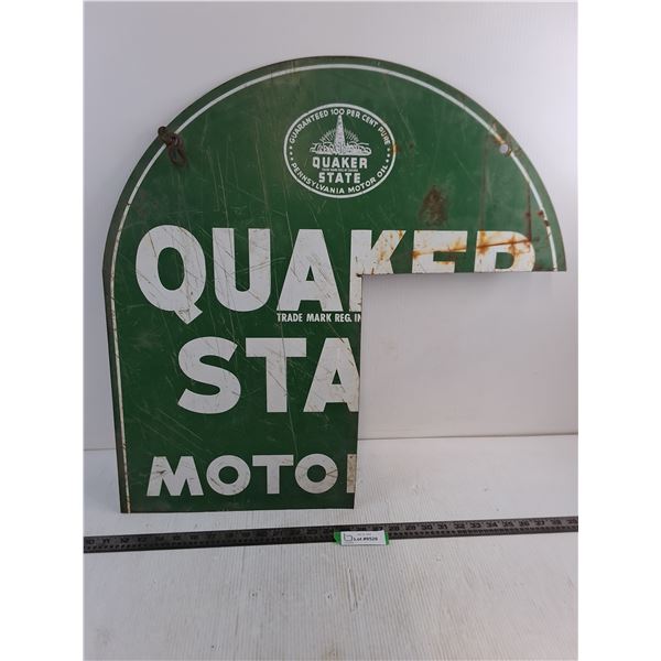 Portion of Vintage Metal Quaker State Hanging Sign - 26.5" Longest Part - Pickup Preferred