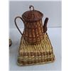 Image 4 : (5) Ceramic Teapots, Wicker Teapot Decor & Basket