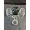 Image 2 : (3) Glass Skull Shot Glasses, "Crystal Head" 50 ml Liquor Bottle, Stemmed Shot Glass