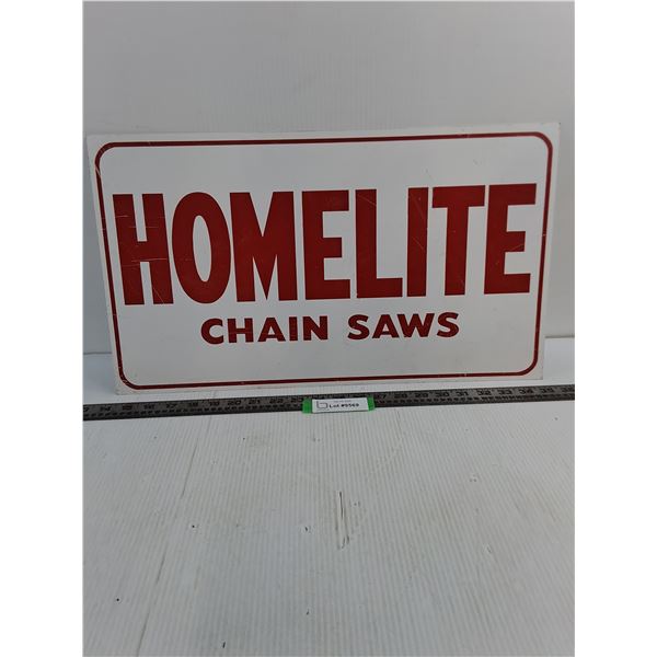 Metal "Homelite Chain Saws" Sign - 21" x 12"