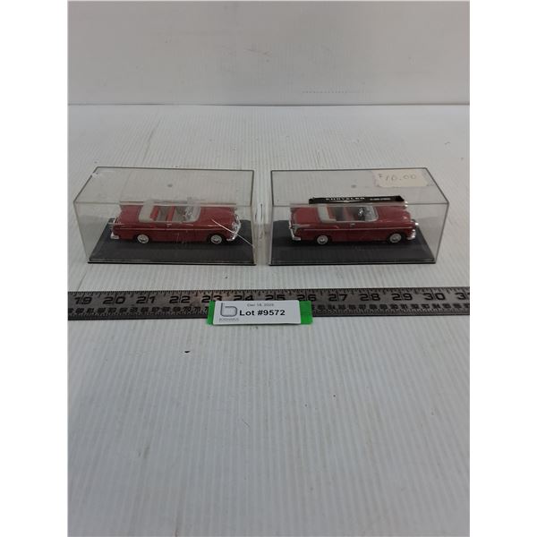 (2) Die-Cast Replica Vintage Automobiles 1:36 Scale in Display Boxes