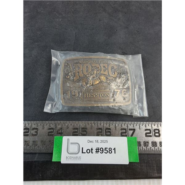Brass "1976 Hesston Rodeo" Belt Buckle