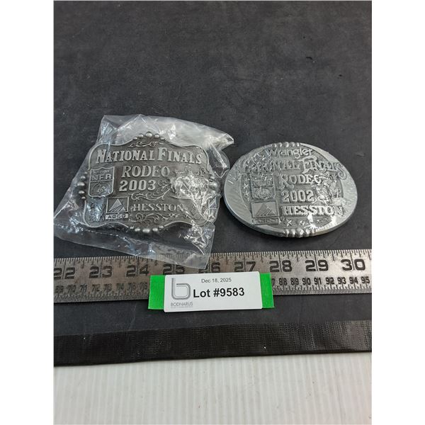 (2) Metal "2002 & 2003 Hesston Rodeo" Belt Buckles