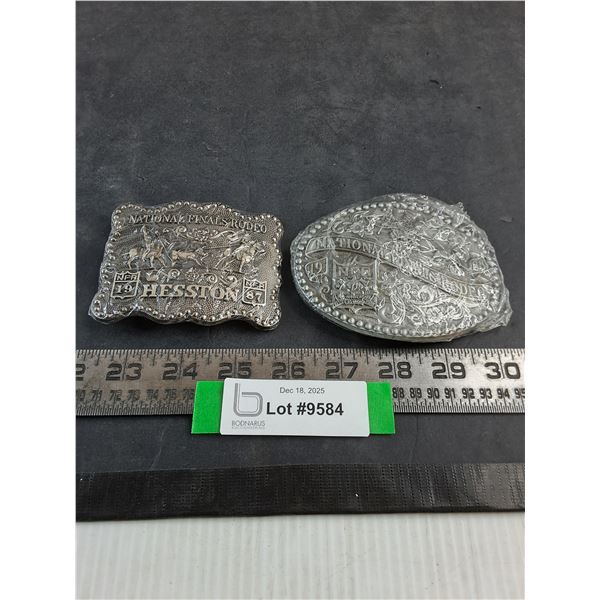 (2) Metal "1987 & 1988 Hesston Rodeo" Belt Buckles