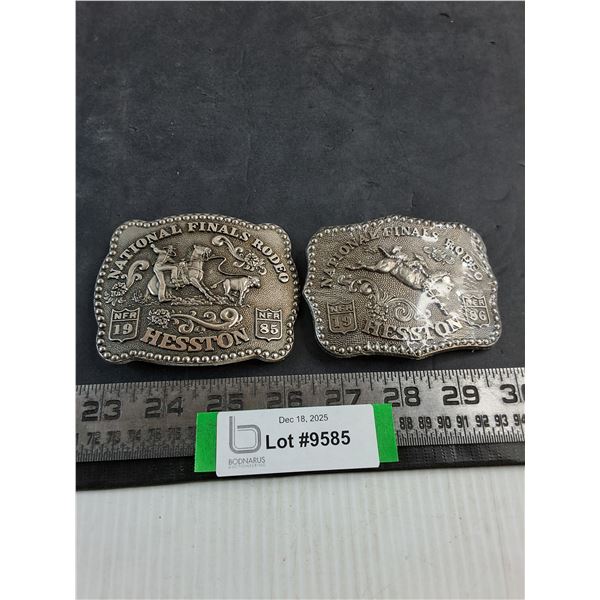 (2) Metal "1985 & 1986 Hesston Rodeo" Belt Buckles
