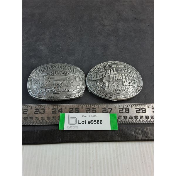 (2) Metal "1994 & 1995 Hesston Rodeo" Belt Buckles