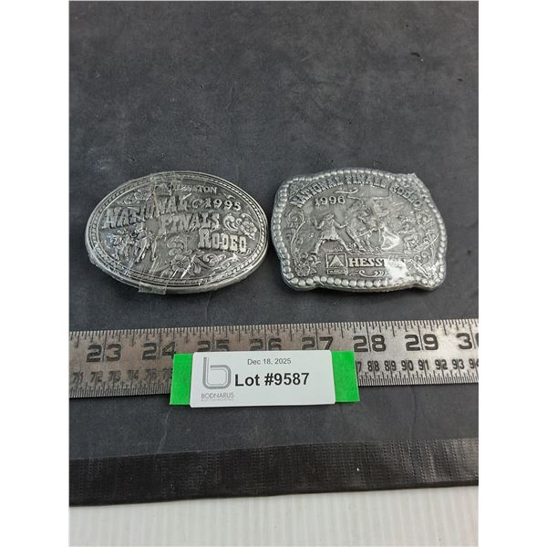 (2) Metal "1995 & 1996 Hesston Rodeo" Belt Buckles